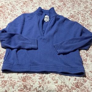 Aerie Cobalt Blue Half-Zip Sweater